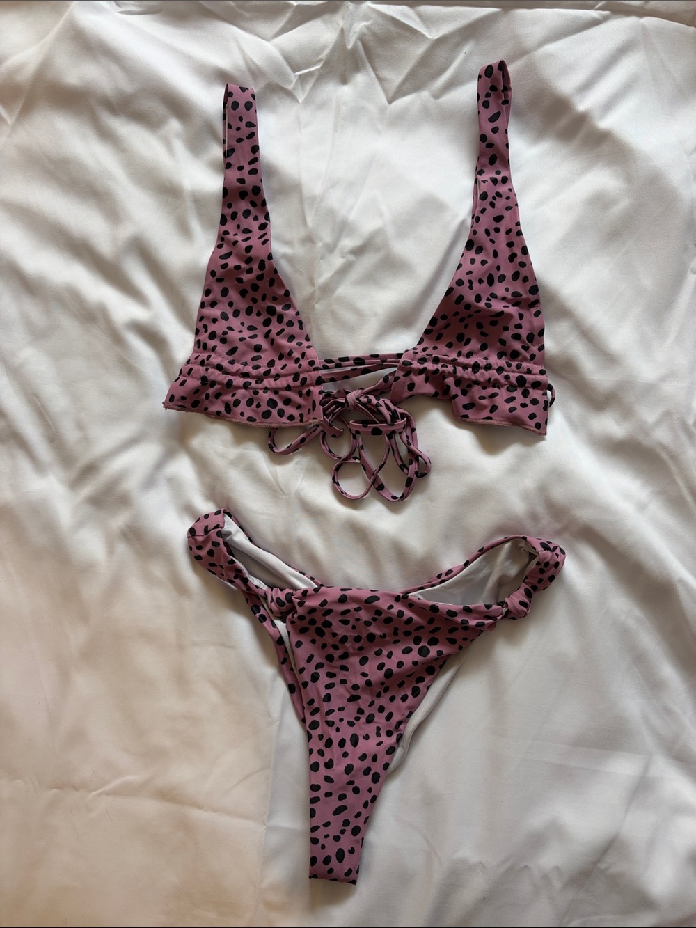 Nasty Gal Pinkish Purple and Black Logo Swimwear Top